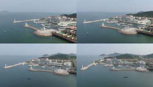 威海金海湾游艇码头航拍3高清在线视频素材下载
