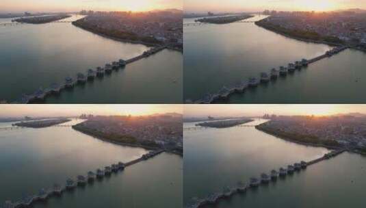 中国广东潮州广济桥（湘子桥）高清在线视频素材下载