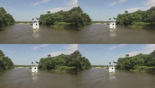 行驶在亚马逊河流上的船只高清在线视频素材下载
