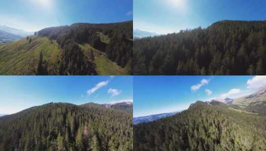 飞跃雪山森林唯美风景航拍高清在线视频素材下载