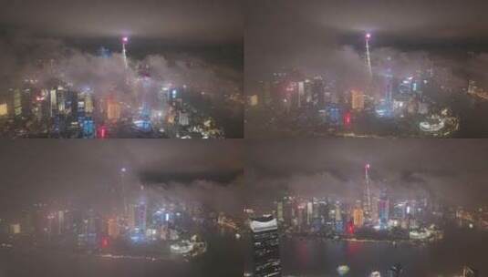 上海外滩航拍夜景穿云高清在线视频素材下载