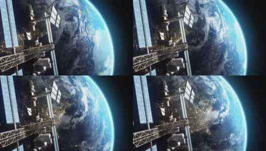 卫星空间站和地球高清在线视频素材下载