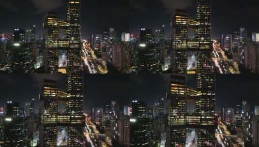 深圳市南山区软件基地夜景航拍高清在线视频素材下载