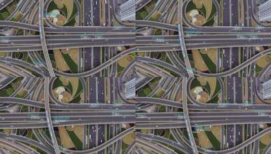 从高架快速公路上的交通鸟瞰图的概念高清在线视频素材下载