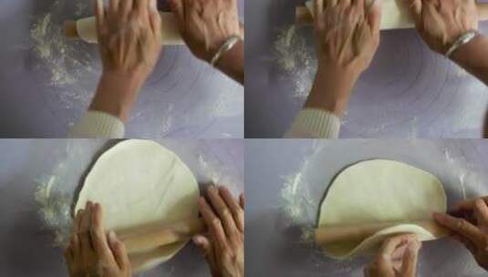 和面面粉做面食擀饺子皮混沌皮高清在线视频素材下载