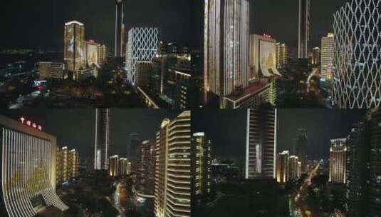 4K厦门高楼鹭江道夜景城市航拍高清在线视频素材下载