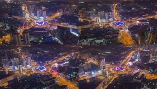 武汉光谷广场夜景大范围环绕延时高清在线视频素材下载