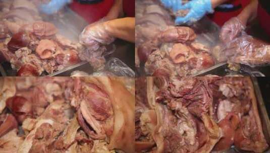 熟食猪头肉高清在线视频素材下载