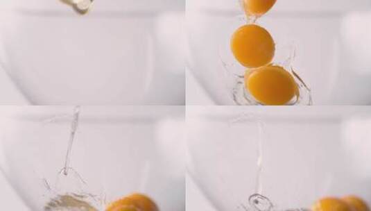 把鸡蛋打入搅拌碗慢动作高清在线视频素材下载