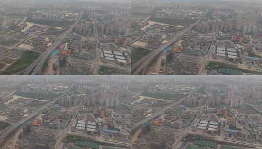 飞机窗外迷雾中重庆城市扩张开发建设高清在线视频素材下载