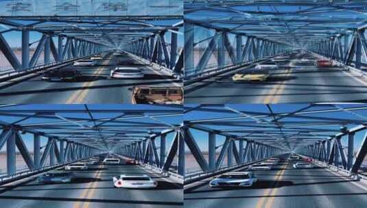 竖版航拍黄河大桥上的车流高清在线视频素材下载