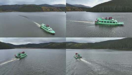 香格里拉普达措公园的游船高清在线视频素材下载