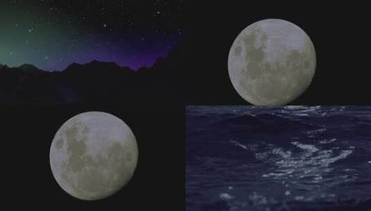 北极光 月球 水面高清在线视频素材下载