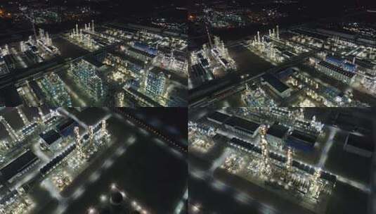 航拍宁夏神华宁煤集团厂区夜景8高清在线视频素材下载