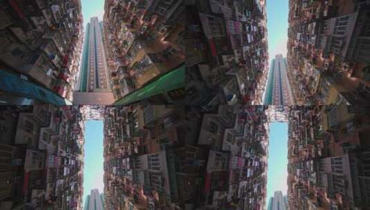 仰视香港怪兽大厦密集居民楼高清在线视频素材下载