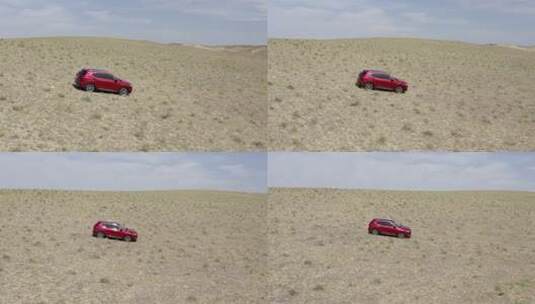 汽车在沙漠草地滩行驶高清在线视频素材下载