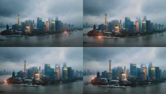 科技光上海城市未来航拍高清在线视频素材下载