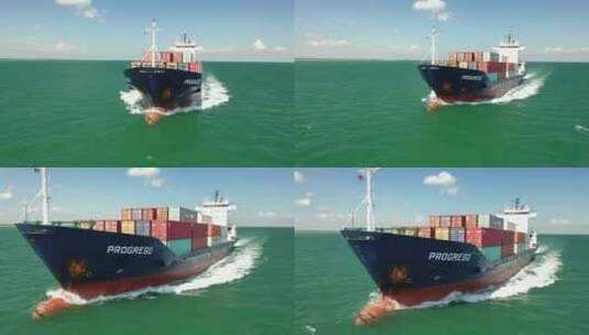 货轮、货柜车、集装箱船02高清在线视频素材下载