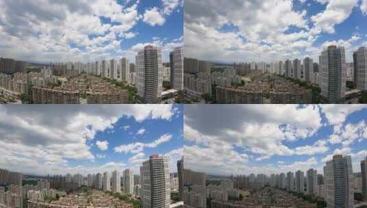 蓝天白云城市空镜头高清在线视频素材下载