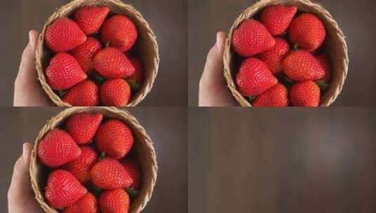 一篮新鲜草莓高清在线视频素材下载
