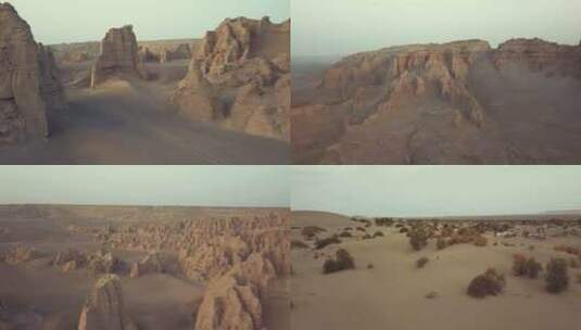 4k航拍新疆无人区震撼的荒漠景色D-LOG格式高清在线视频素材下载