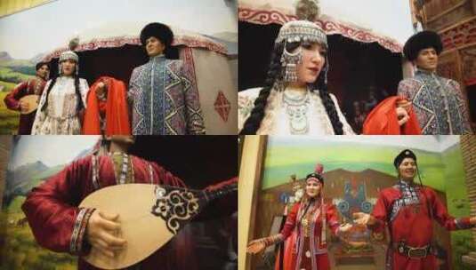 哈萨克族 蒙古族婚俗 服饰 花轿高清在线视频素材下载