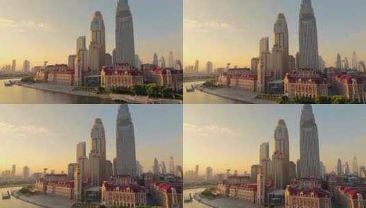 日出时分的天津市天津津湾广场高清在线视频素材下载