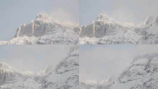阿尔卑斯山的瑞士山桑蒂斯，有新鲜的雪和雾。美丽的雪山和树木。威高清在线视频素材下载