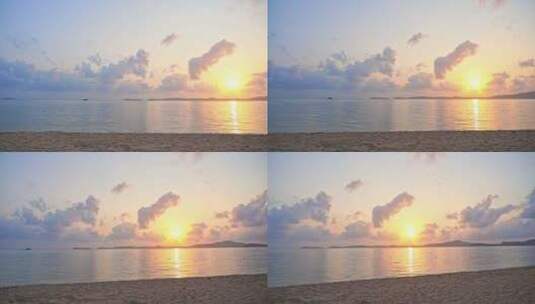热带海滩和海上美丽的日落高清在线视频素材下载