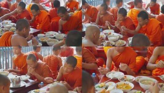 东南亚僧侣吃饭高清在线视频素材下载