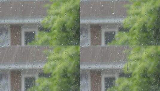 下雨天雨水打在玻璃上高清在线视频素材下载