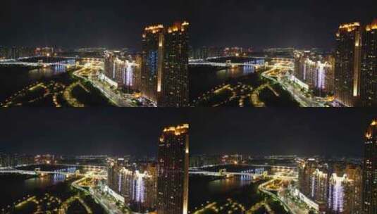 航拍福建泉州江滨北路交通夜景高清在线视频素材下载