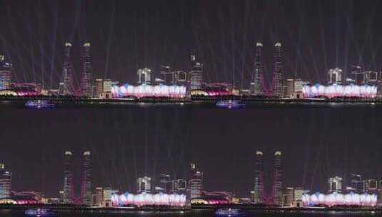 8k杭州亚运会 奥体中心 杭州之门夜景灯光秀高清在线视频素材下载