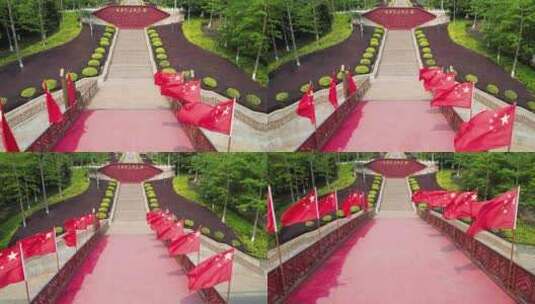 红色旅游景区广西百色起义纪念园航拍高清在线视频素材下载