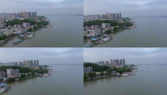 航拍江边码头空镜高清在线视频素材下载