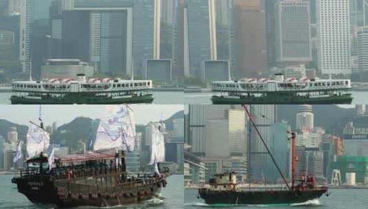 香港维多利亚港游船合集高清在线视频素材下载