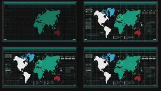 科技未来HUD全球分析地图展示合成高清在线视频素材下载