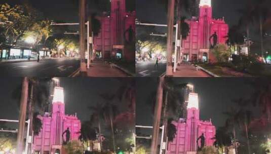 珠江夜景广州永安堂工人纪念碑高清在线视频素材下载