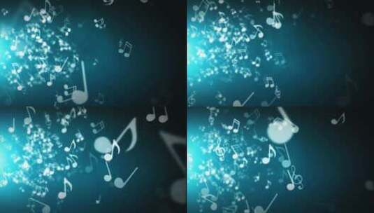 4K 蓝色 音乐符号 粒子 漂浮高清在线视频素材下载