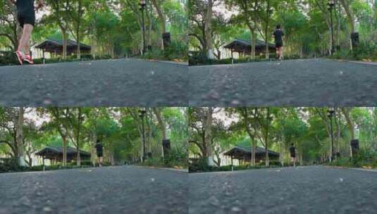 夏季清晨西湖苏堤跑步的人高清在线视频素材下载