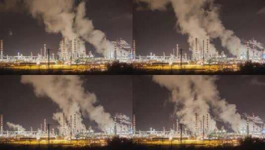 化工厂大气污染烟囱排放废气空气污染高清在线视频素材下载