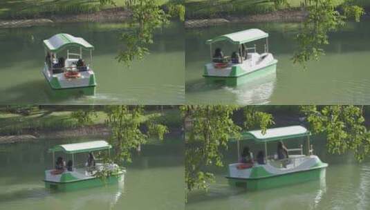 游船休闲湖面划船高清在线视频素材下载