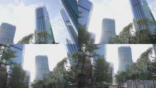 仰拍香港中环建筑高清在线视频素材下载