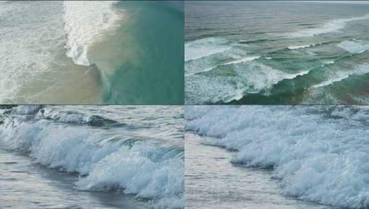 俯拍海浪沙滩大海航拍海滩唯美海边海水高清在线视频素材下载