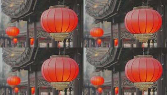 春节过年庆祝节日红灯笼特写高清在线视频素材下载