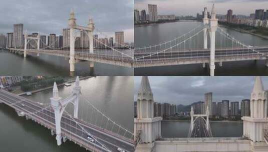 珠海白石桥清晨航拍高清在线视频素材下载