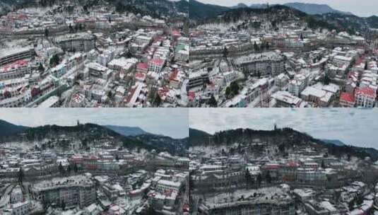江西庐山冬天雪景航拍高清在线视频素材下载