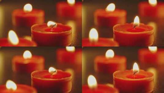 红蜡烛燃烧火焰烛光高清在线视频素材下载