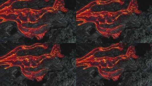 航拍火山岩浆流动高清在线视频素材下载