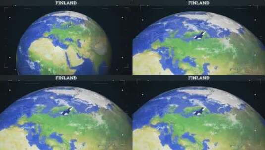 芬兰地图来自地球与旗帜高清在线视频素材下载